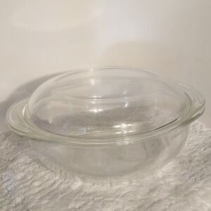 Vtg Pyrex by Corning Clear Glass w/Covered Casserole Dish